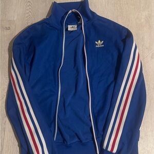 Adidas Royal Blue Jacket with Tricolor Stripes